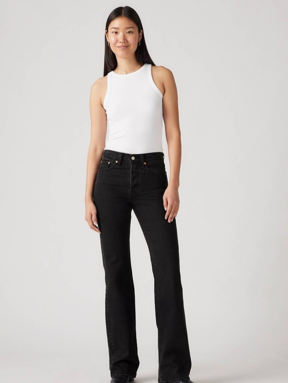 Levi’s Premium Wedgie Bootcut Jeans 26 Black Wash High Rise Button Fly